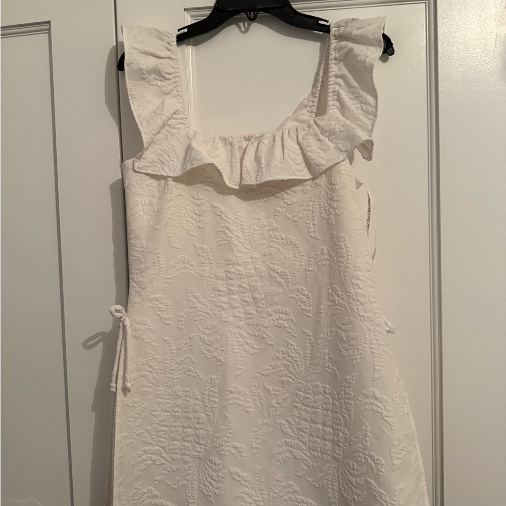 Lilly Pulitzer White Skort Jumpsuit Pink Tag Pineapple Pucker Jacquard Design